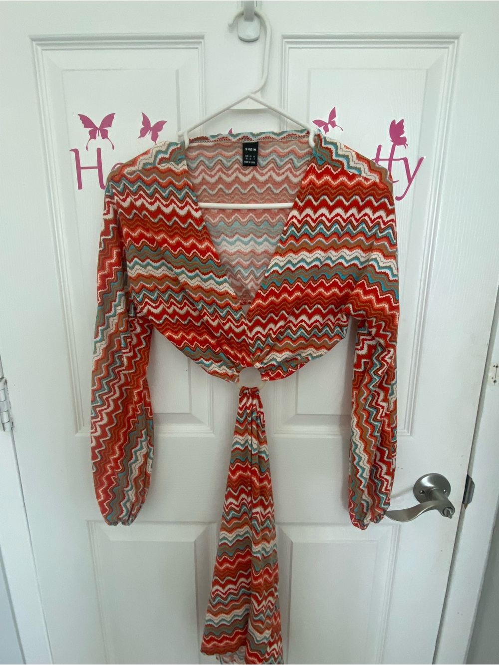 Womens Wave-Print Tie-Mini Dress